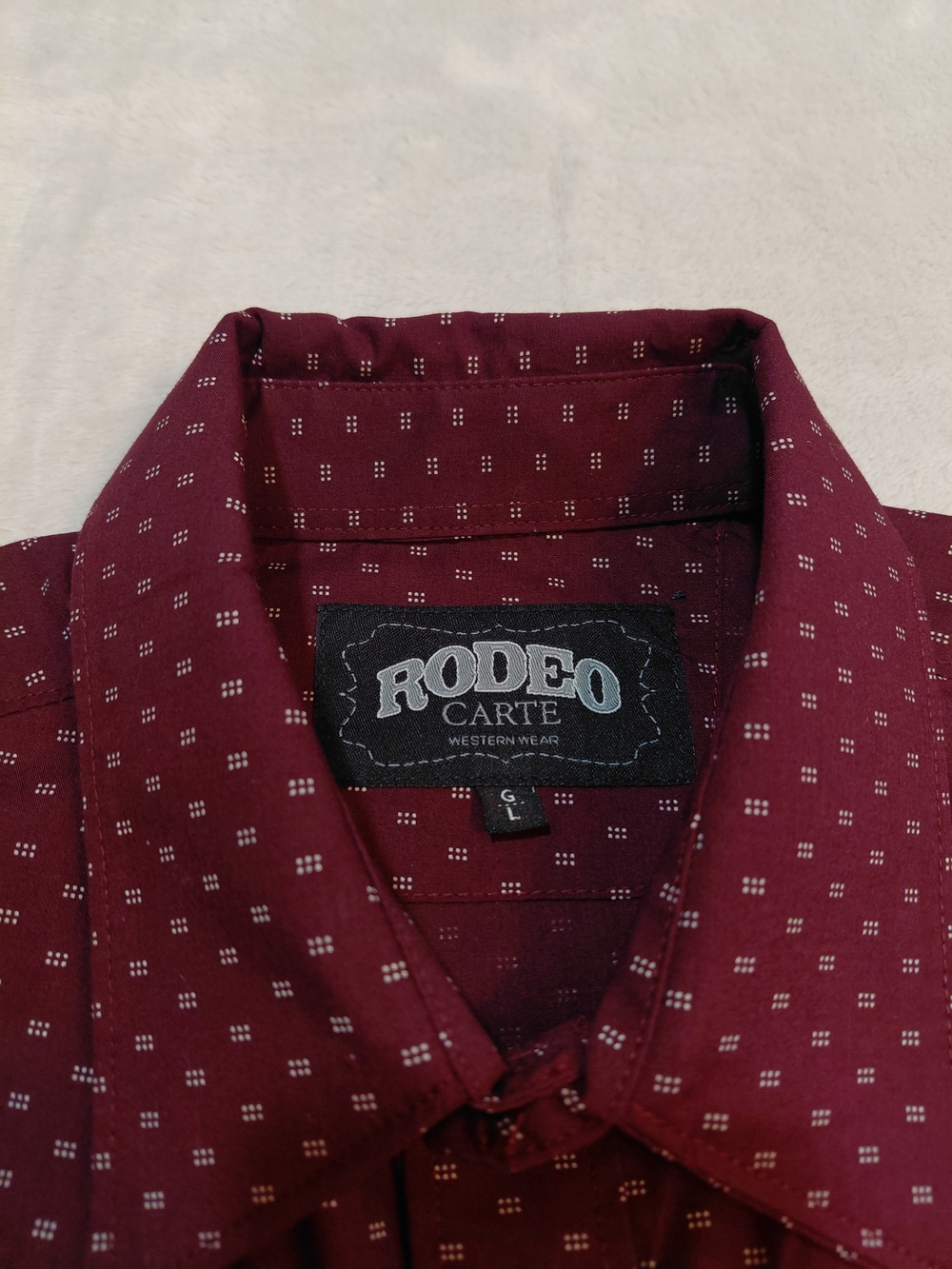 Men's Burgundy Printed Western Shirt - Picture 3 of 9
